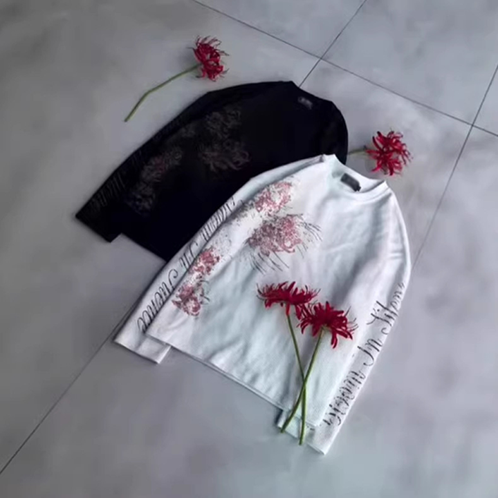 Floral Graphic Waffle Long Sleeve Tee