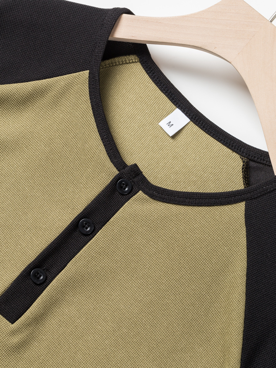 Men's Textured Three-Button Henley Shirt