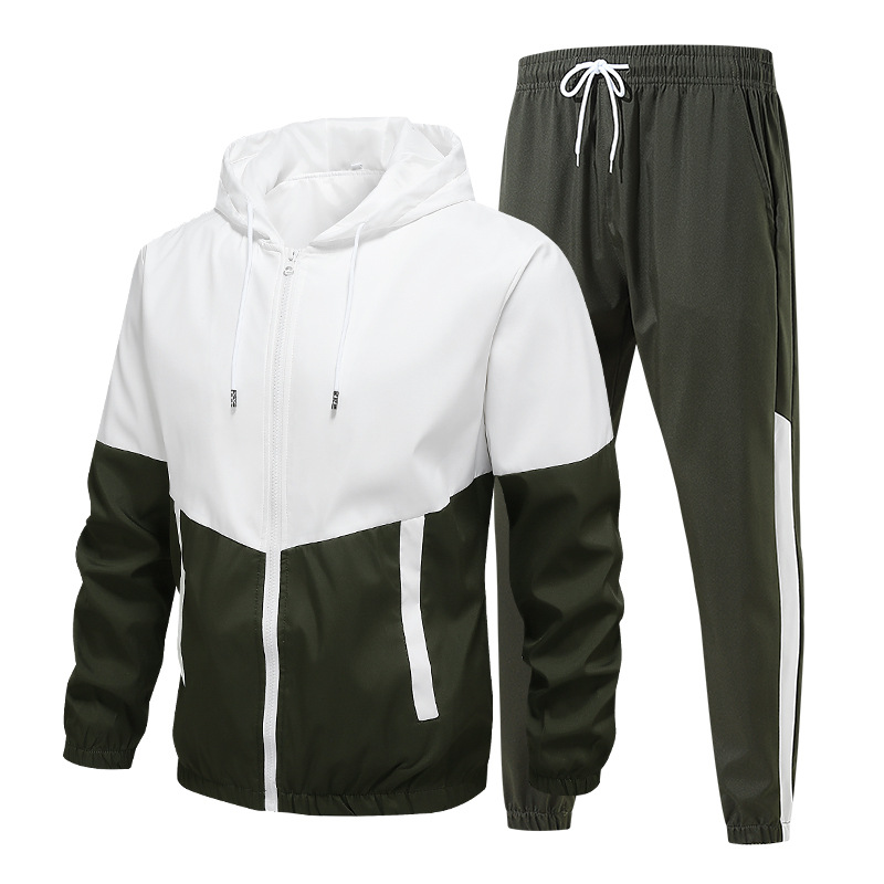Color Block Hooded Tracksuit Set