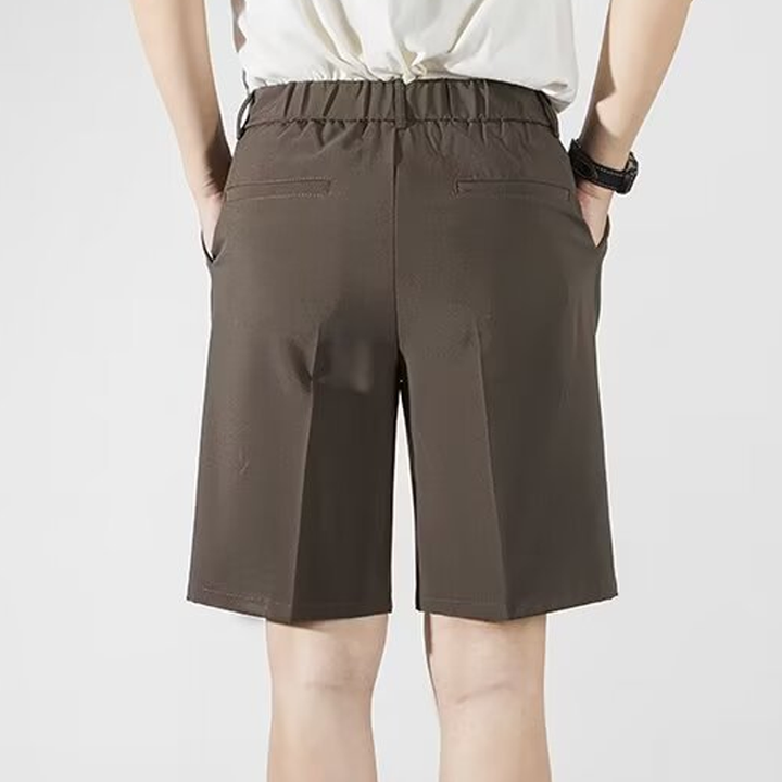 Pleated Tailored Knee-Length Shorts
