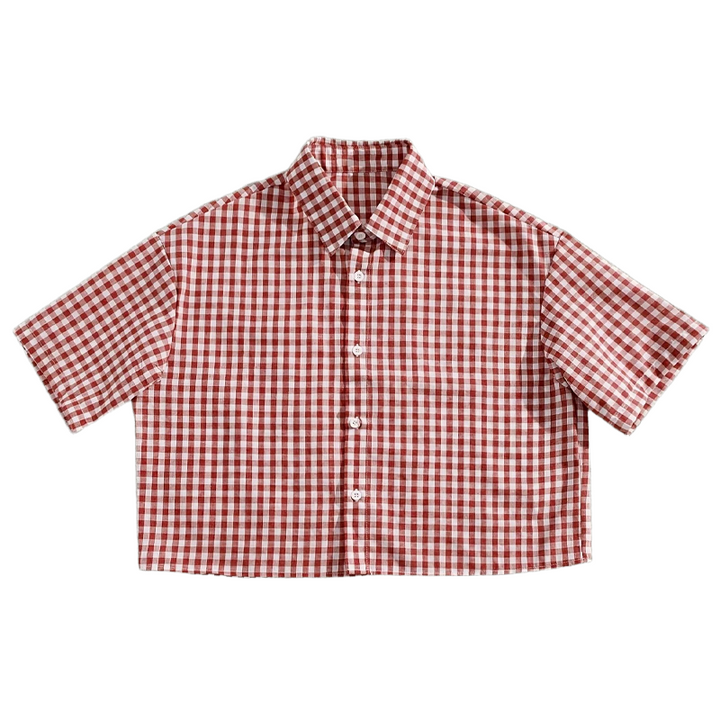 Retro Plaid Print Short Sleeve Shirt