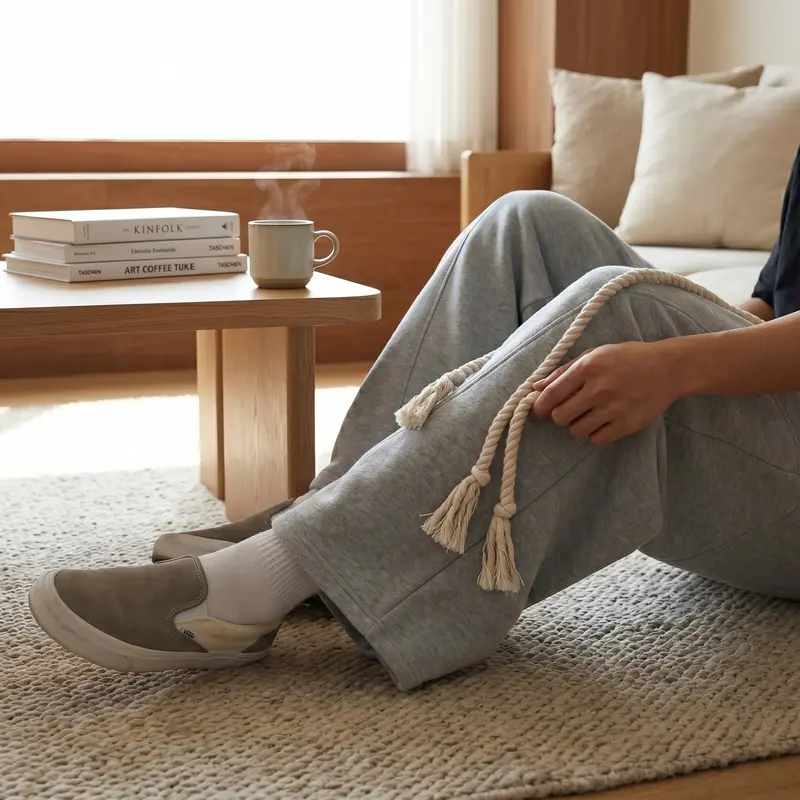 Men's Draped Wide-Leg Baggy Sweatpants
