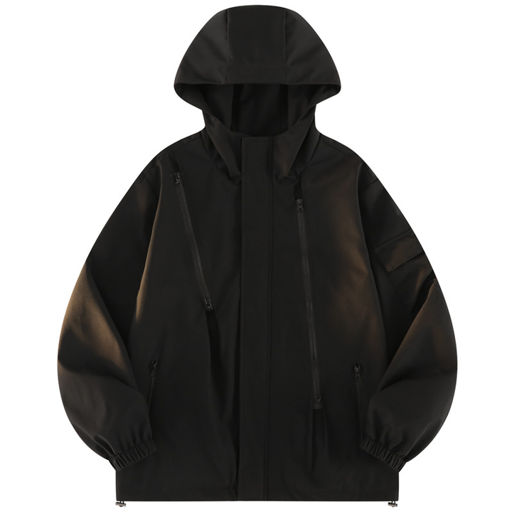 Gradient Hooded Multi-Pocket Jacket