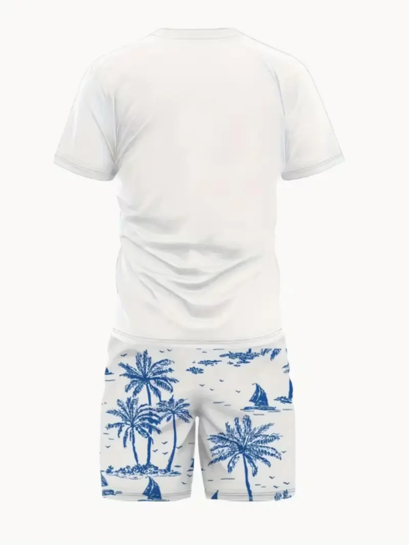 Men's Tropical Palm Tee & Shorts Set