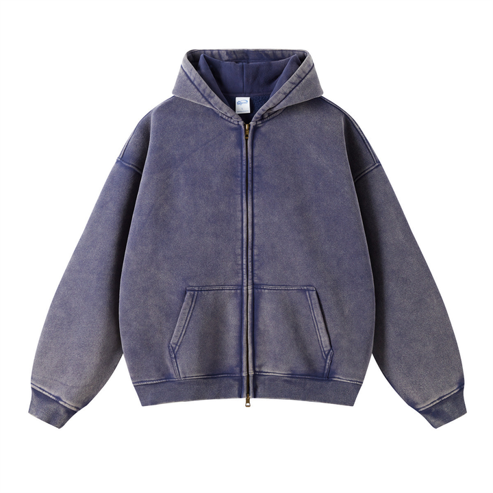 Vintage Washed Oversized Zip Hoodie