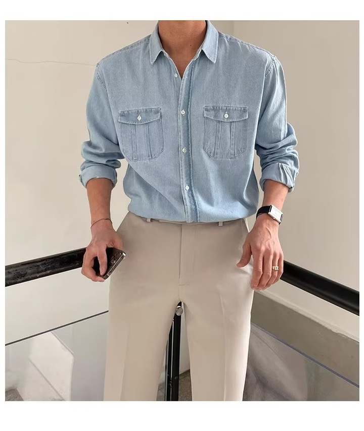 Utility Denim Button-Up Shirt