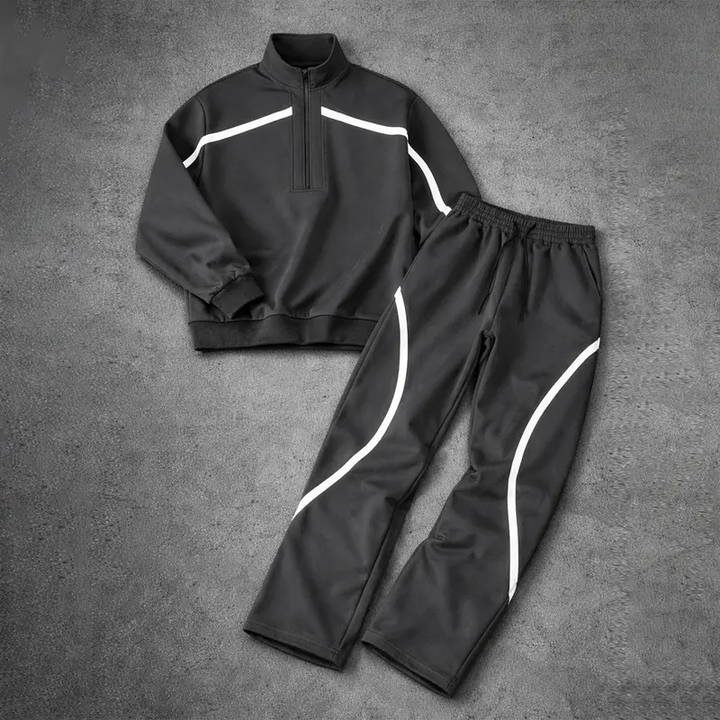 Printed Half-Zip Streetwear Pants Set