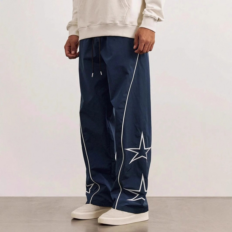 Star Print White-Line Jogger Pants