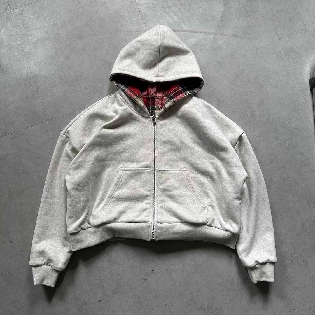 Reversible Plaid Hooded Casual Jacket