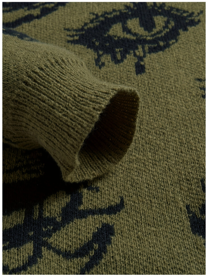 Eye Print Crewneck Knit Pullover Sweater