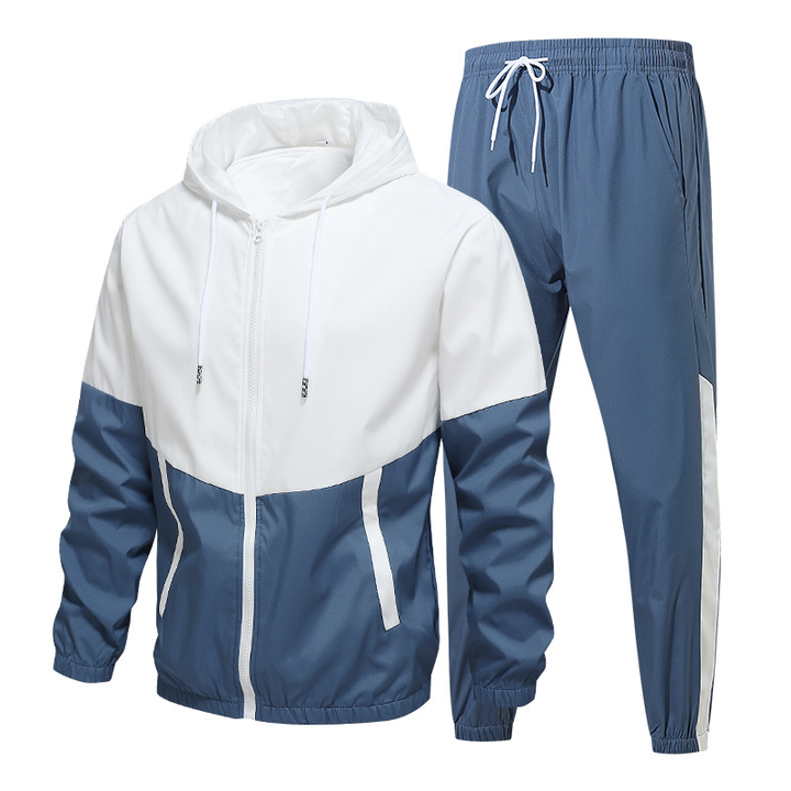 Color Block Hooded Tracksuit Set
