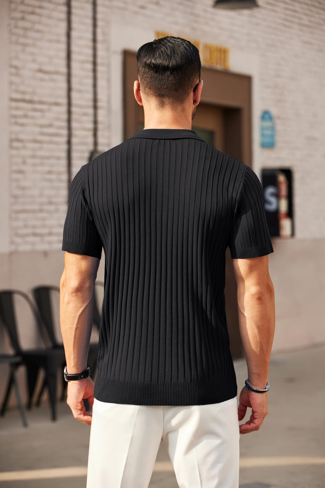 Short-Sleeve Ribbed Quarter-Zip Polo