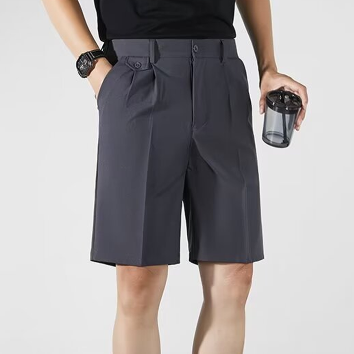Pleated Tailored Knee-Length Shorts