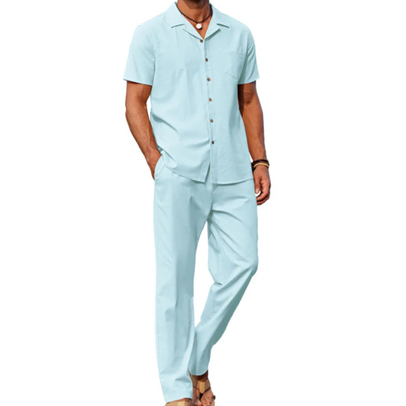 Casual Short Sleeve Shirt &amp; Pants Set