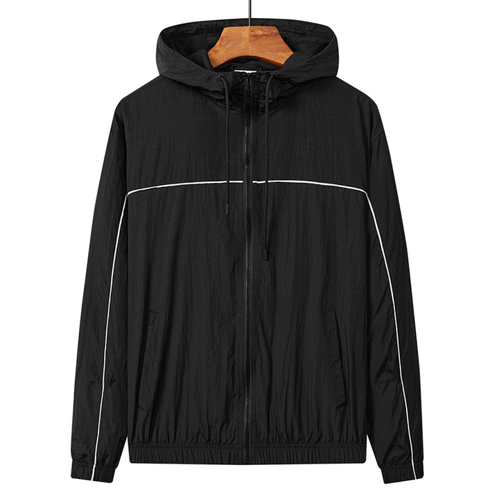 Contrast Line Windbreaker Hoodie