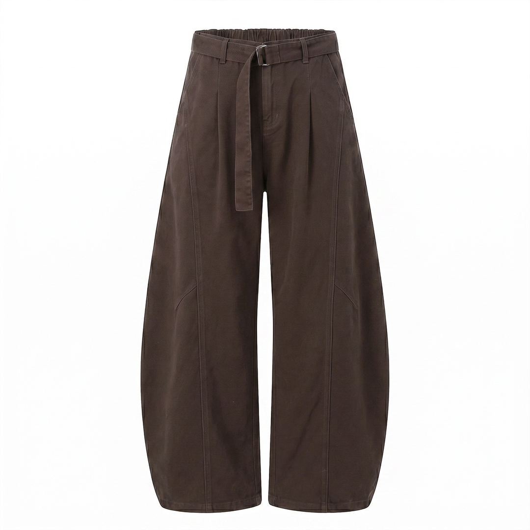 Wide Leg Belted Casual Pants