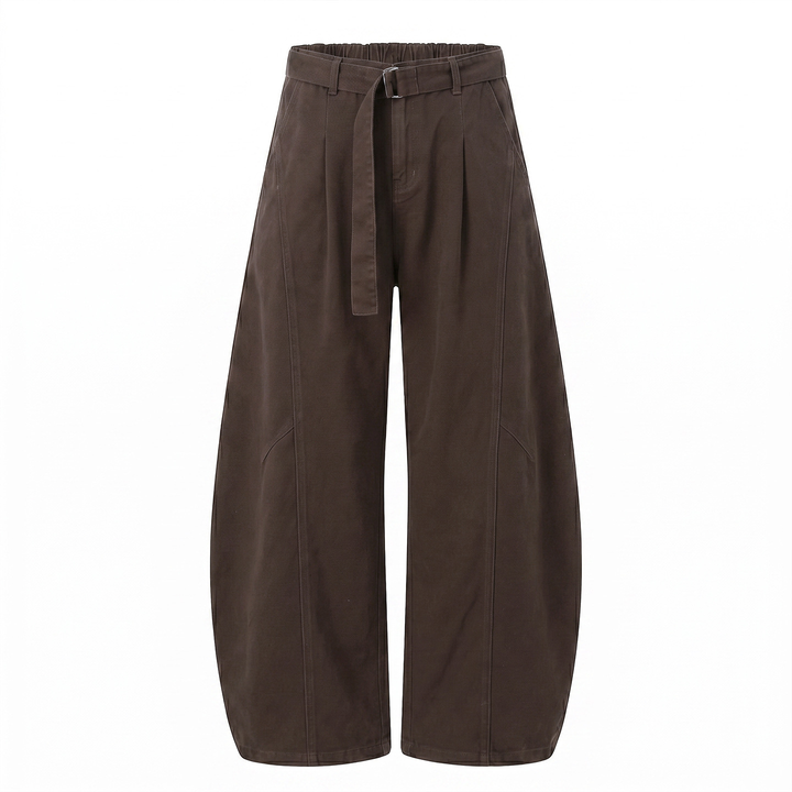 Wide Leg Belted Casual Pants
