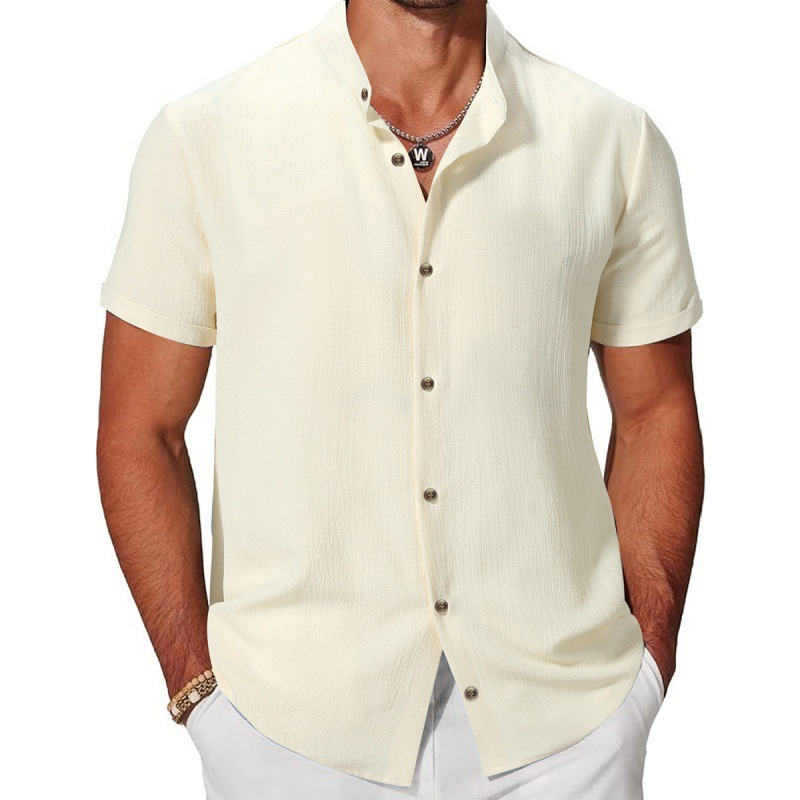 Men's Textured Stand Collar Shirt