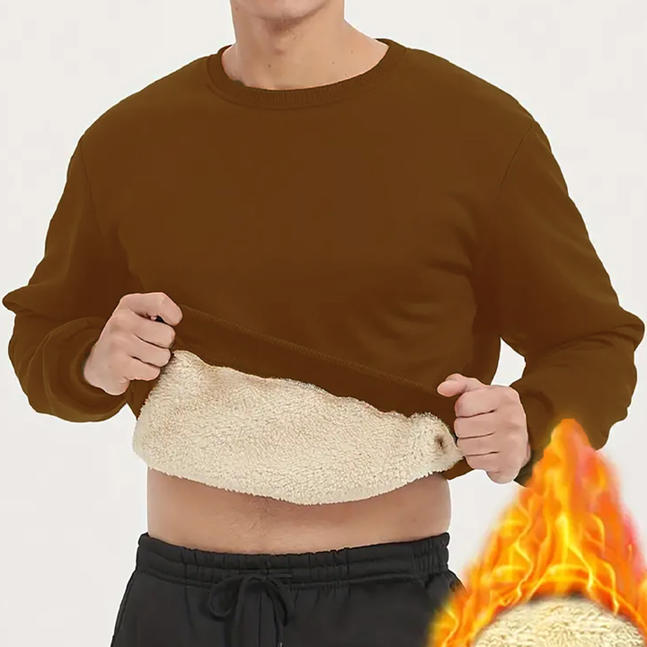 Fleece-Lined Crewneck Long Sleeve Top