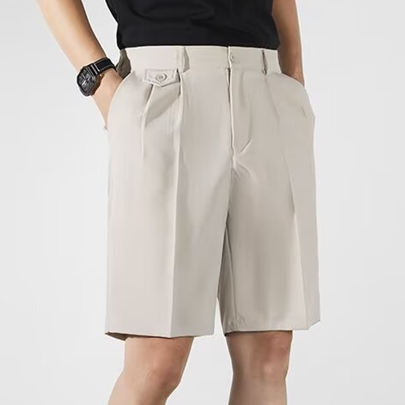 Pleated Tailored Knee-Length Shorts