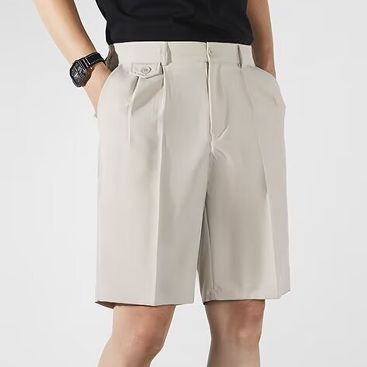 Pleated Tailored Knee-Length Shorts