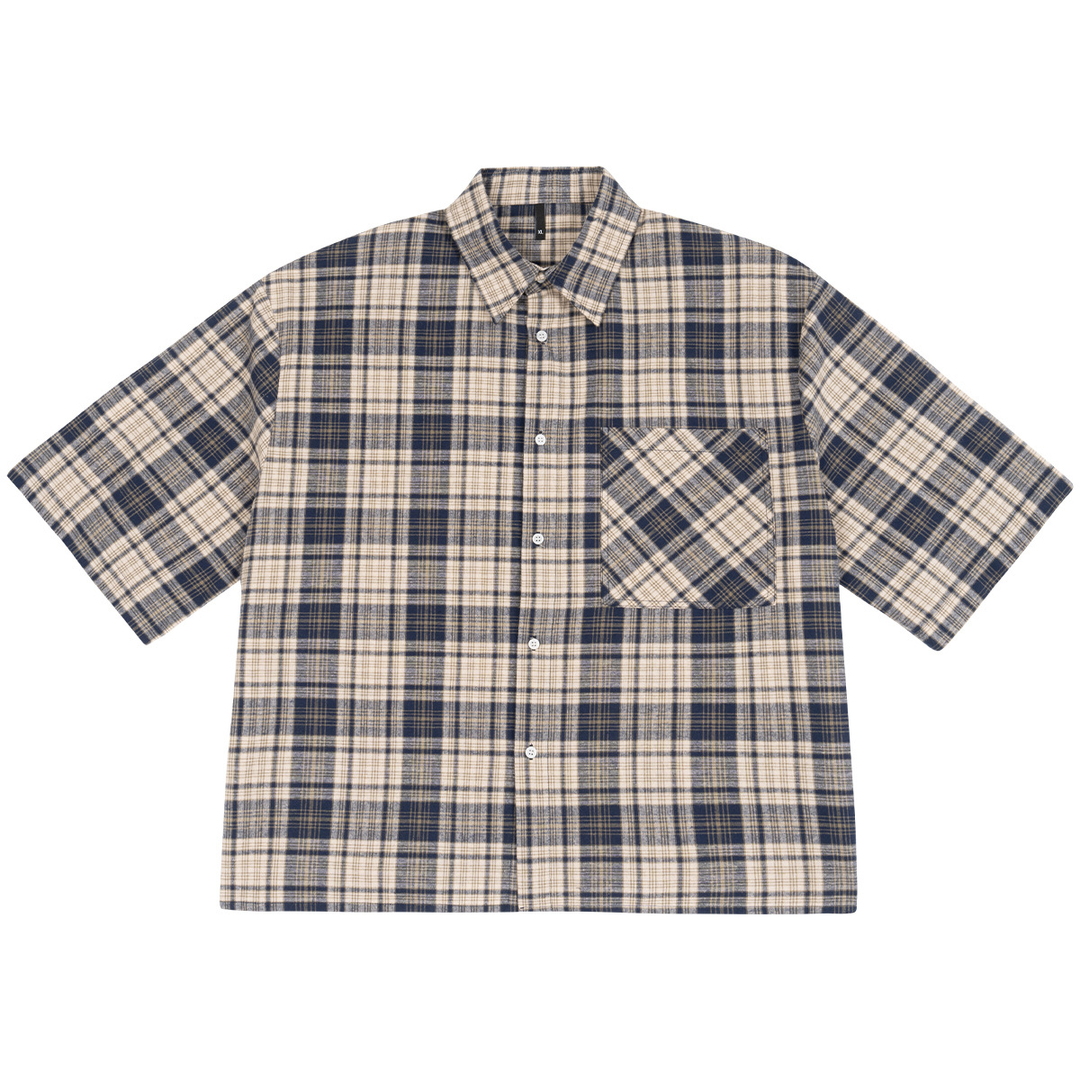 Plaid Boxy Crop Button Shirt