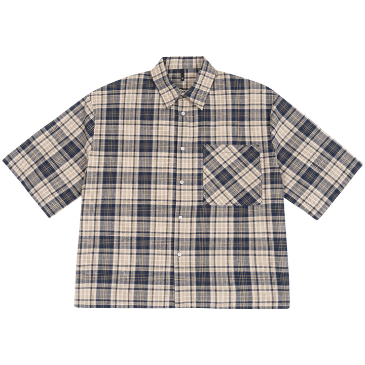 Plaid Boxy Crop Button Shirt