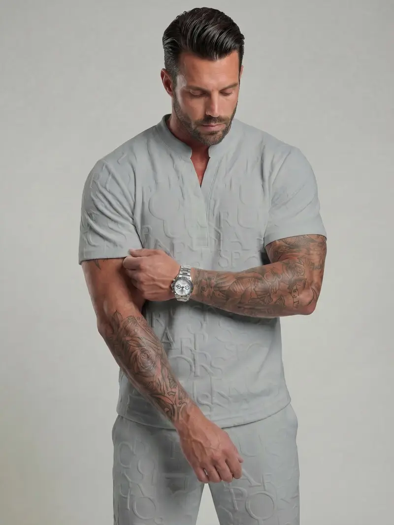 Men's Textured Tee & Drawstring Pants Set