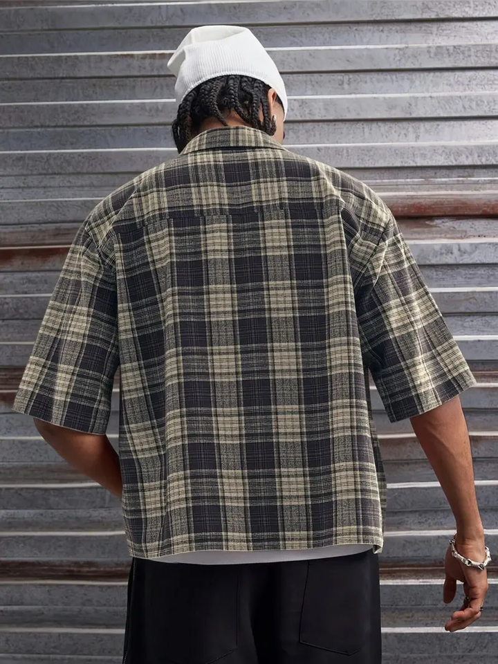 Plaid Boxy Crop Button Shirt