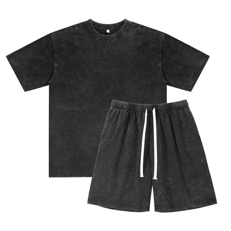 Men's Vintage Washed Tee & Shorts Set