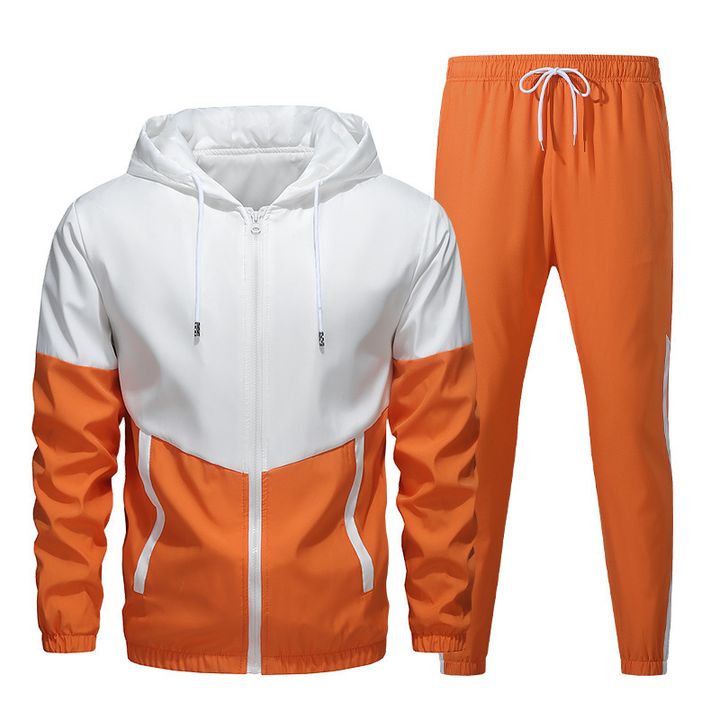 Color Block Hooded Tracksuit Set