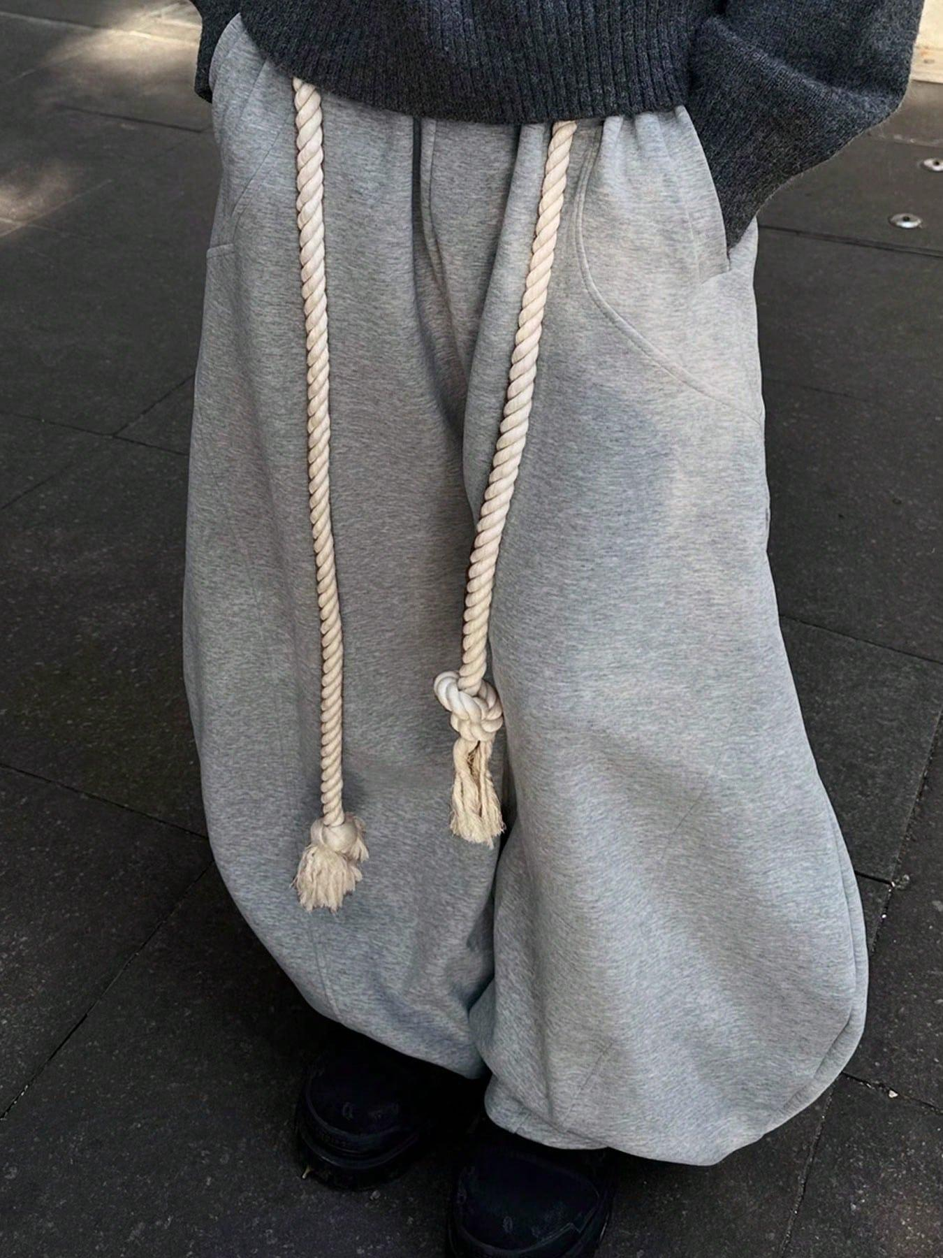 Men's Draped Wide-Leg Baggy Sweatpants