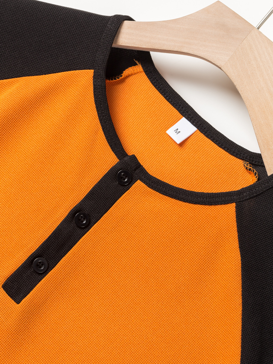 Men's Textured Three-Button Henley Shirt