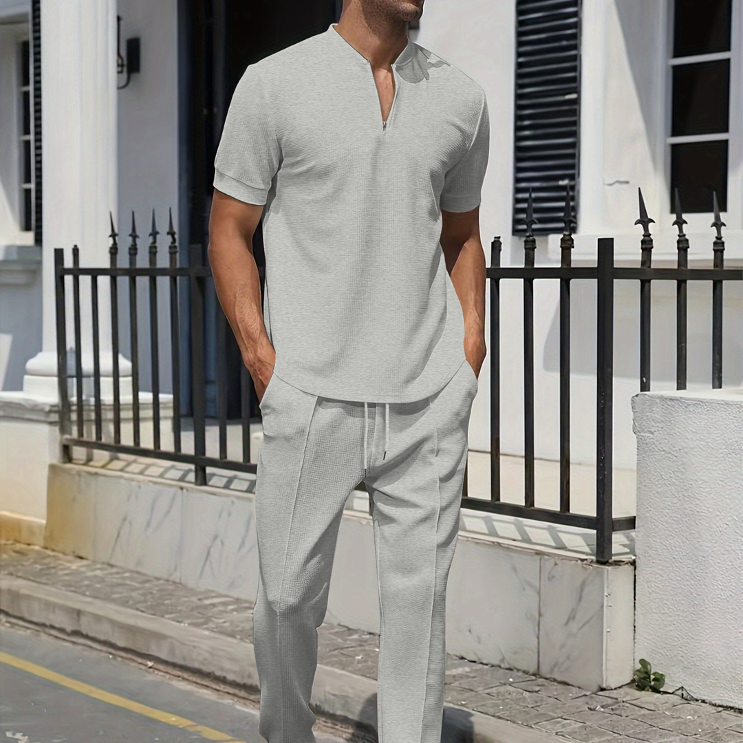 Zip Henley Shirt &amp; Pants Set