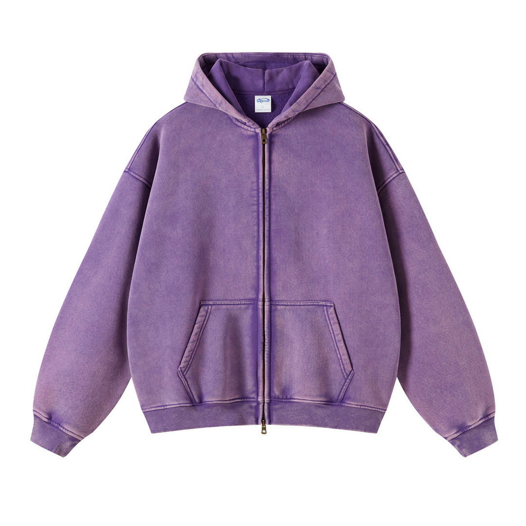 Vintage Washed Oversized Zip Hoodie