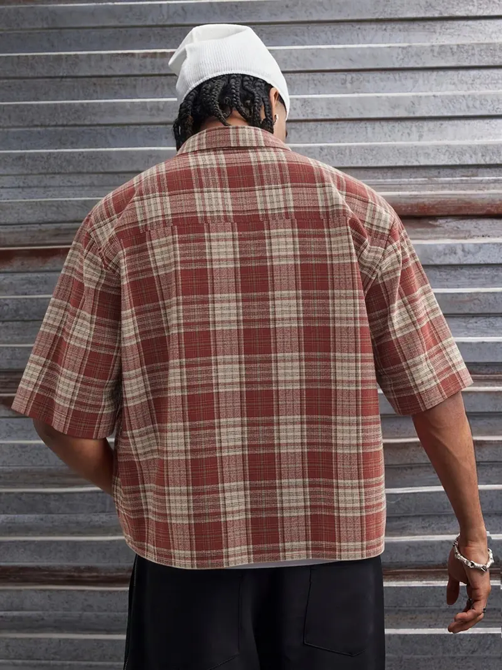 Plaid Boxy Crop Button Shirt