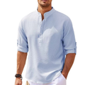 Men's Waffle Henley Roll-Sleeve Shirt