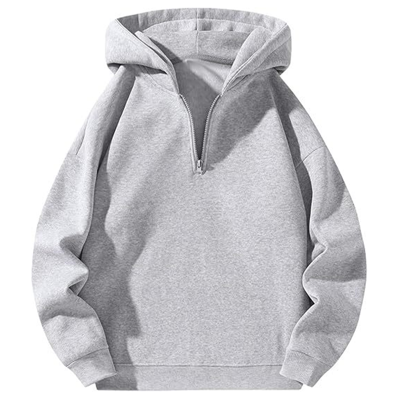 Men's Solid Half-Zip Hooded Sweatshirt