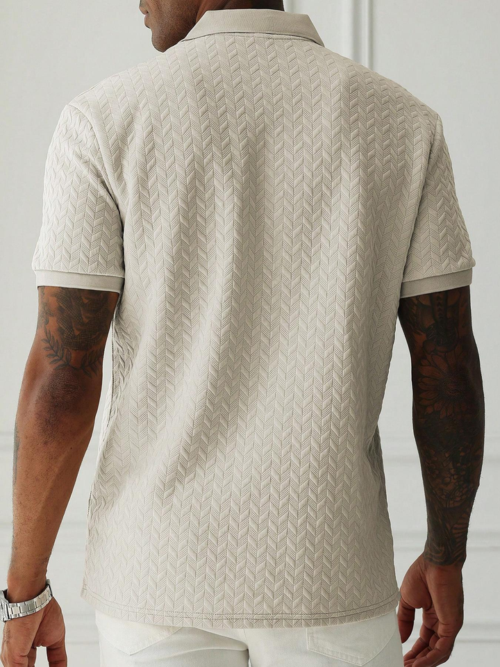 Textured Knit Stripe Polo Shirt