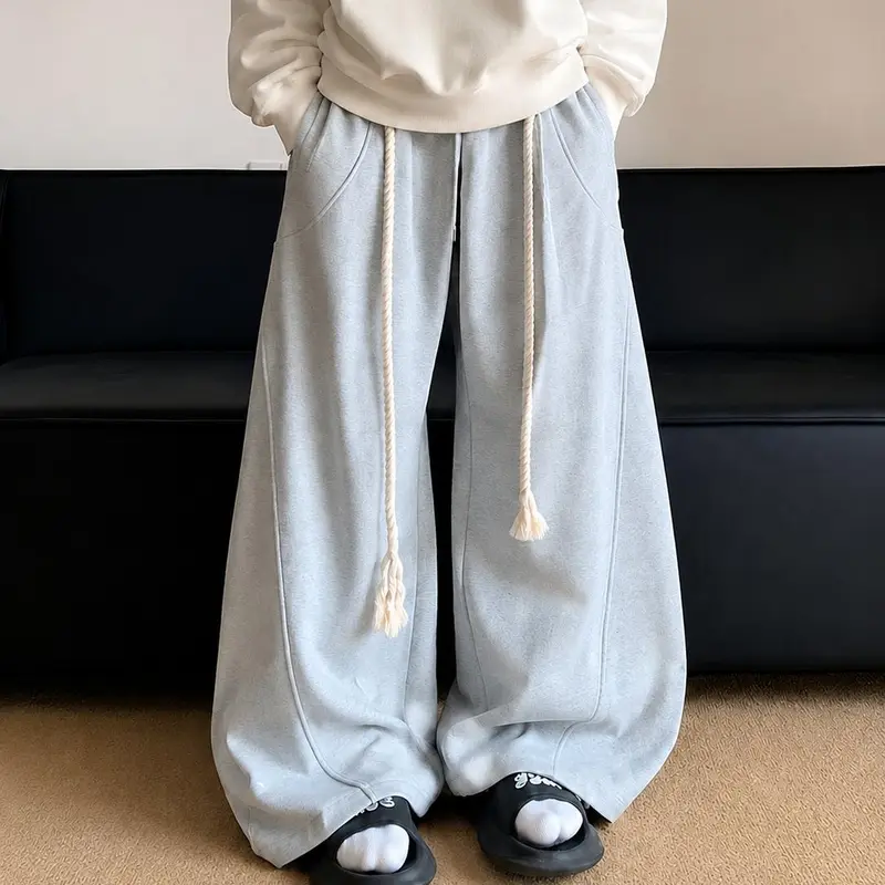 Men's Draped Wide-Leg Baggy Sweatpants