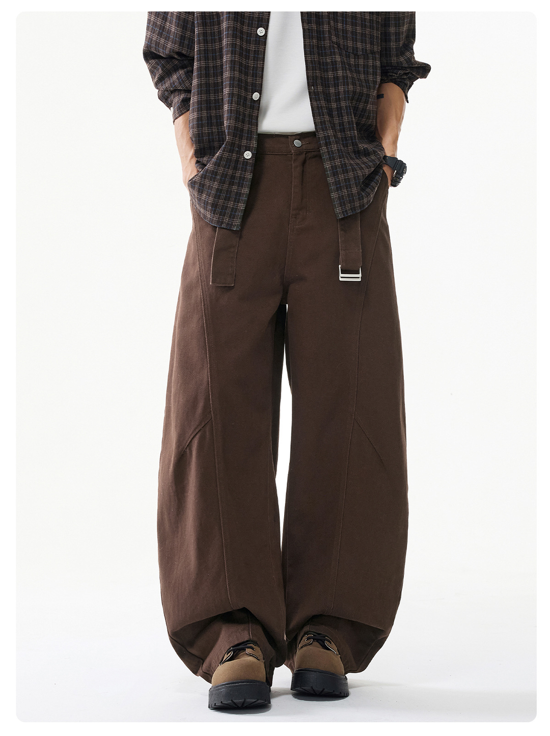 Wide Leg Belted Casual Pants