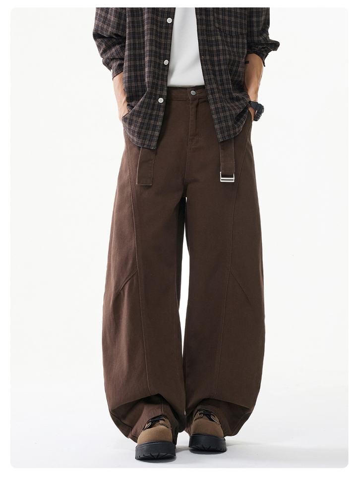 Wide Leg Belted Casual Pants