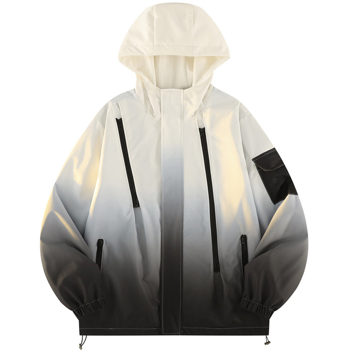 Gradient Hooded Multi-Pocket Jacket