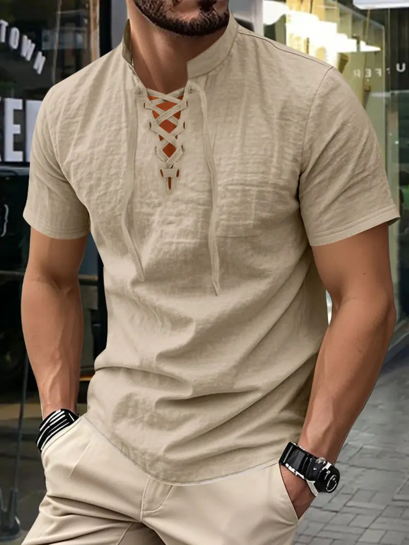 Men's Linen Stand Collar Casual Shirt