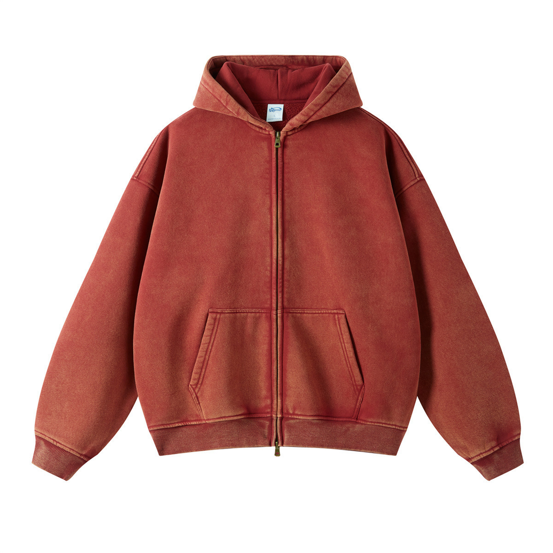 Vintage Washed Oversized Zip Hoodie