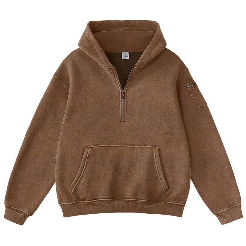 Vintage Half-Zip Hooded Pullover