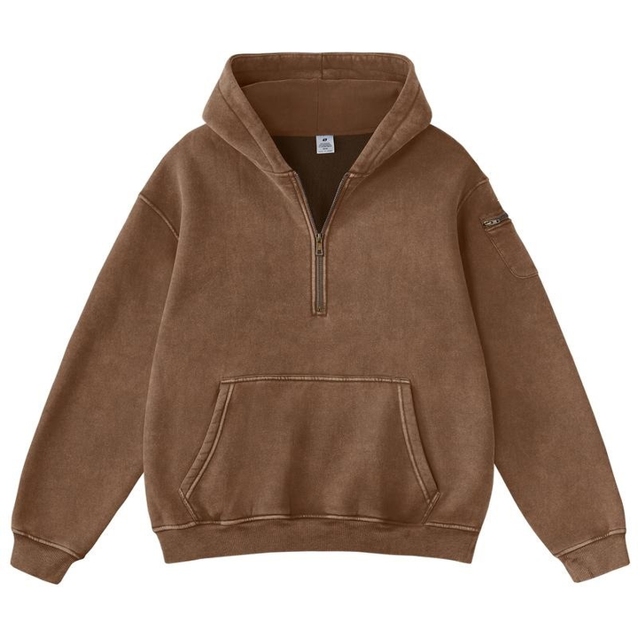 Vintage Half-Zip Hooded Pullover