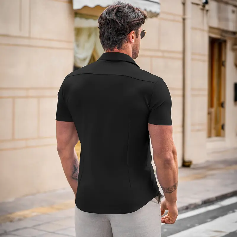 Men's Stretch Muscle Fit Button-Up Shirt