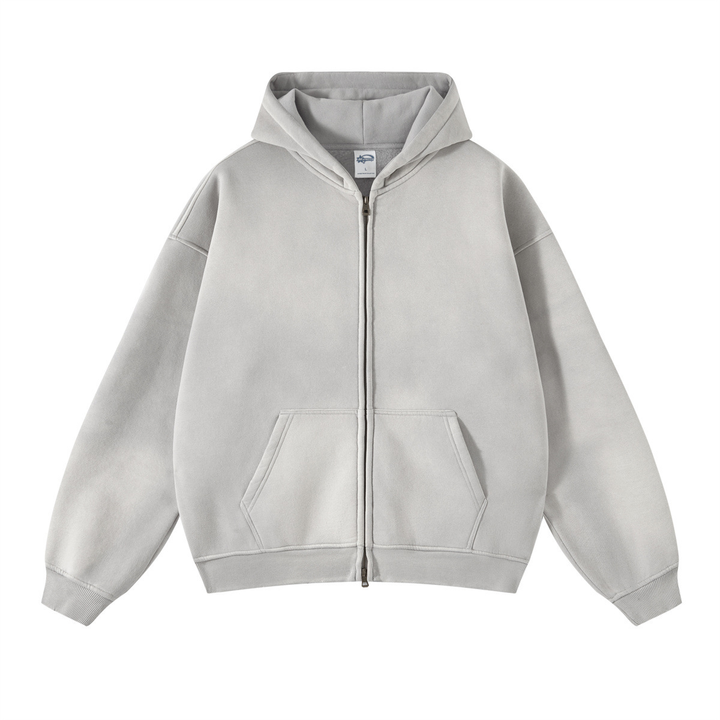 Vintage Washed Oversized Zip Hoodie