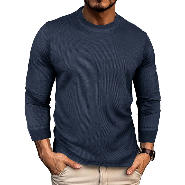 Textured Crewneck Long Sleeve Shirt